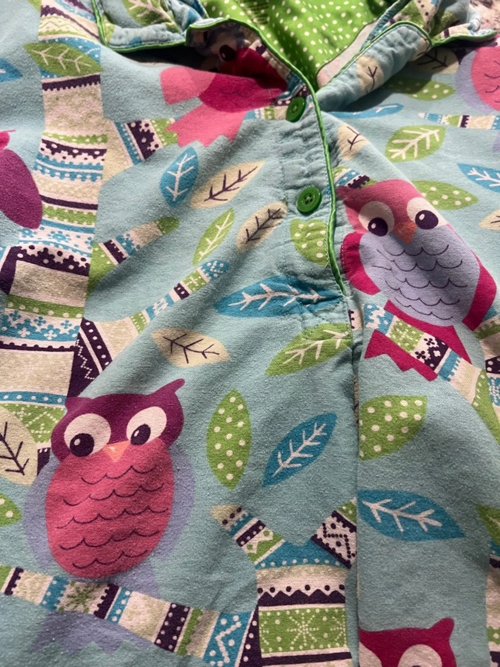 Nick & Nora Womens Blue Owl Long Sleeve Pajama  Shirt